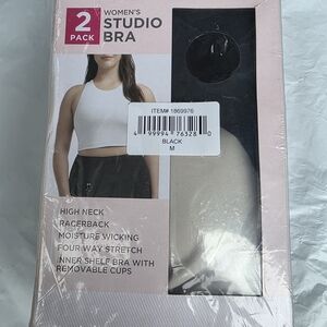 Danskin Studio 2-Pack Crop Tops - Black & Cream - Size Medium - Perfect for work
